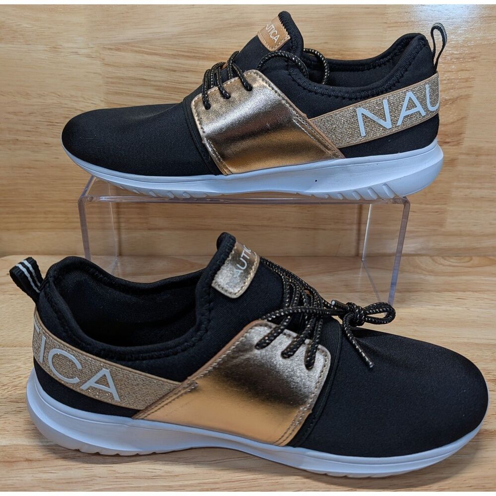 Nautica KAPPILL METALLIC Sneakers Shoes US 5 Black Rose Gold Glitter‎ Athleisure